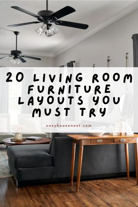 Revamp your space with our guide to 20 Living Room Furniture Layouts You Must Try! Discover innovative arrangements that maximize style and functionality, whether you’re working with a cozy nook or a spacious open floor plan. From creating intimate conversation areas to optimizing flow and movement, these layouts cater to every lifestyle. 🛋️✨ Explore tips for choosing the right pieces, balancing aesthetics, and enhancing comfort in your living room. Get ready to transform your space into the ultimate gathering spot! #LivingRoomIdeas #HomeDesign #FurnitureLayout #InteriorInspo Large Living Room Configuration, Sofa 2 Chairs Layout, Furniture Arranging Living Room Layout, Living Room Sofa Two Chairs Layout, How To Set Up A Living Room Layout, Conversation Areas In Living Rooms, Chaise In Living Room Layout, Living Room Furniture Arrangement Ideas With Tv, Medium Size Living Room Layout