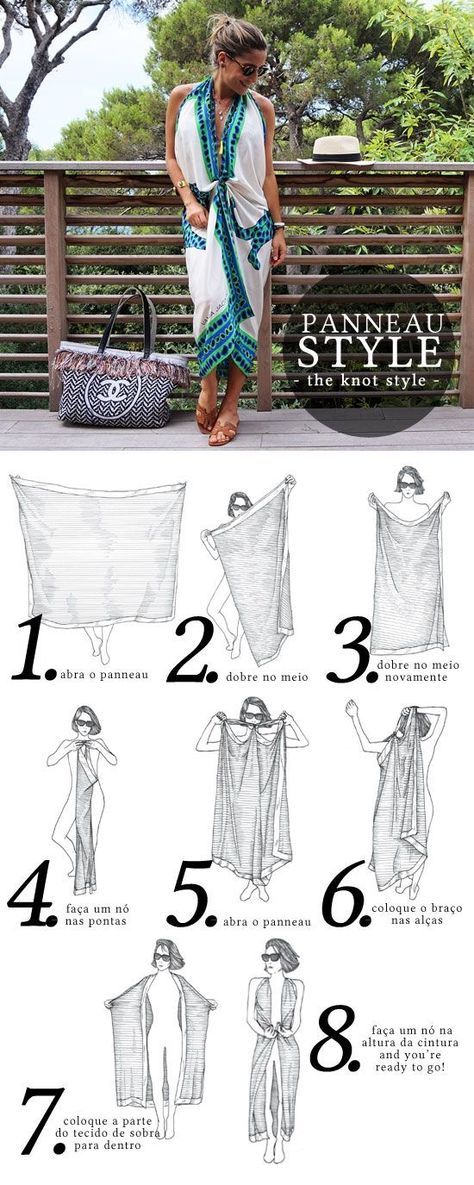 Sarong Tying, Mode Tips, How To Wear A Scarf, Scarf Women Fashion, How To Wear Scarves, Fashion Hacks Clothes, Refashion Clothes, Clothing Hacks, Sarong