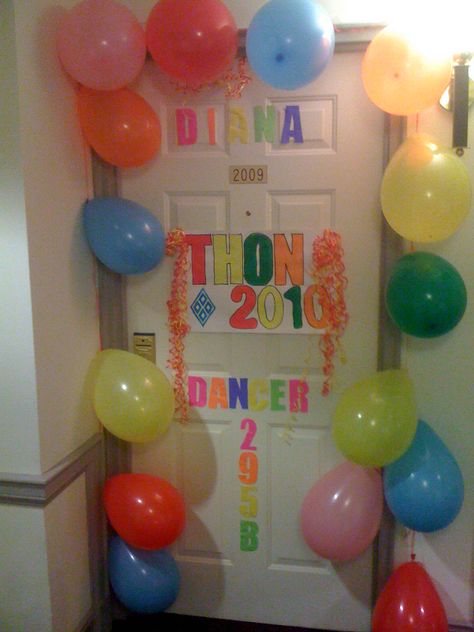 Pinner said "Reminiscing...!  When I danced as a #THON  alum for DMAIG in 2010, my Moraler decorated my hotel door (and room)!" Dance Marathon, Color Wars, Hotel Door, State College, Line Dancing, The Balloon, Door Decorations, Leadership, Balloons