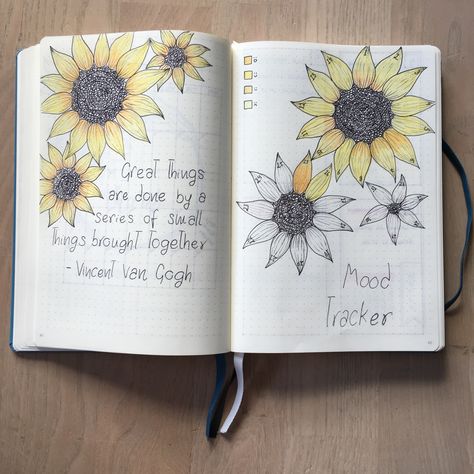 Sunflower Mood Tracker, September Mood, Bullet Journal September, Babymoon Photos, Bullet Journal Ideas, Dot Journals, Bullet Journal Themes, Journal Inspo, Journal Themes