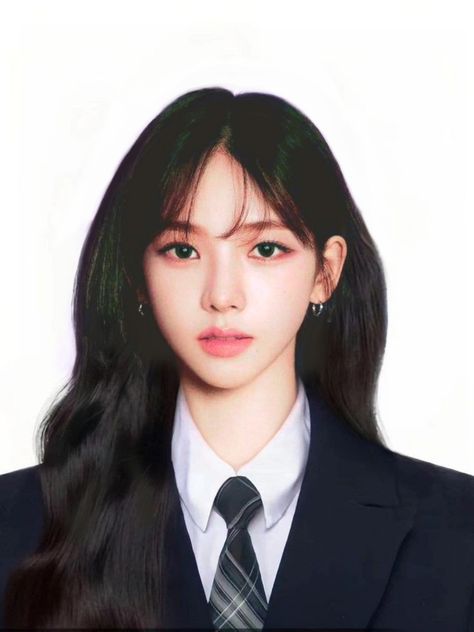 Karina Id Photo, Karina Uniform, Idol Id Photo, Karina Yearbook, School Id Makeup, Aespa Id Photo, Karina School, Id Makeup, Kpop Id