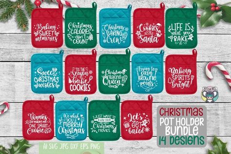 Christmas svg, Pot holder bundle, Potholder svg, Baking svg#svgfilesforcricut #dxffilesforlaser #svgfiles Christmas Mug Designs, Potholder Sayings, Elf Christmas Eve, Christmas Stall Ideas, Funny Kitchen Quotes, Pot Holder Svg, Christmas Eve Plate, Kitchen Quotes Funny, Christmas Potholders