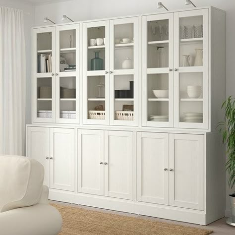 HAVSTA Storage combination w glass-doors - white - IKEA Cabinet With Glass Doors, Dining Room Cabinet, Storage Furniture Living Room, Room Cabinet, Glass Cabinets Display, Tempered Glass Shelves, Dining Room Storage, Glass Cabinet Doors, Scandinavian Furniture