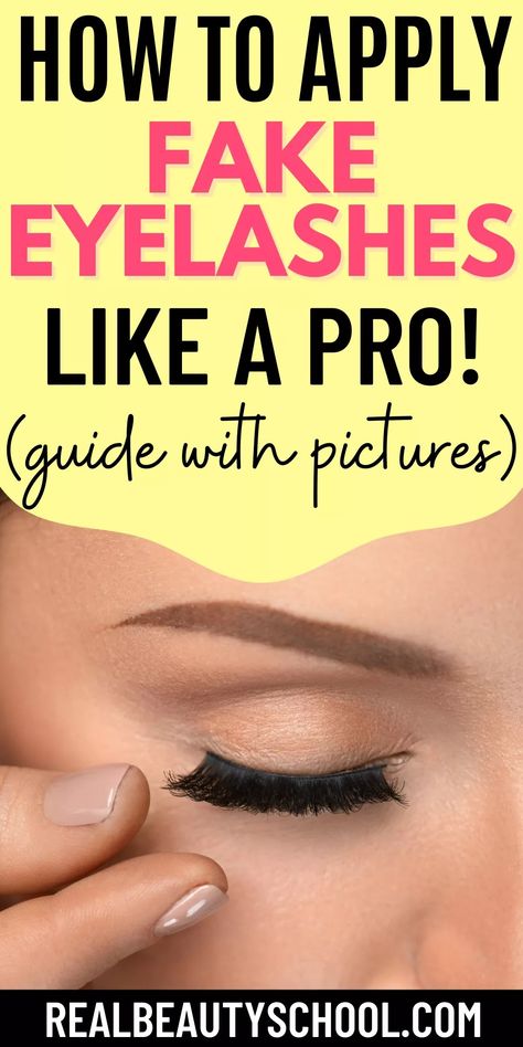 Easiest Way To Put On Fake Eyelashes, Diy Fake Lashes, How To Fix Lashes For Beginners, How To Put On Eyelashes, How To Put Eyelashes On, Fake Lashes Tutorial, How To Apply Eyelashes, Fake Eyelashes Applying Tutorial, How To Put Lashes On Yourself