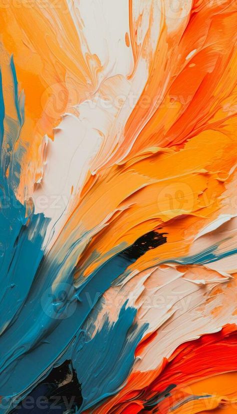 Blue And Red Abstract Painting, Abstract Colour Palette, Blue Orange Painting, Blue Orange Color Palette, Orange Blue Background, Blue And Orange Painting, Orange Background Design, Orange And Blue Wallpaper, Blue And Orange Wallpaper