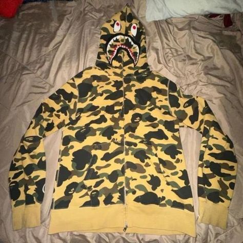 Yellow Bape shark hoodie Bape Shark Hoodie, Bape Shark, Shark Hoodie, Buy And Sell, Plus Size, Yellow, How To Wear, Fashion Tips, Clothes Design