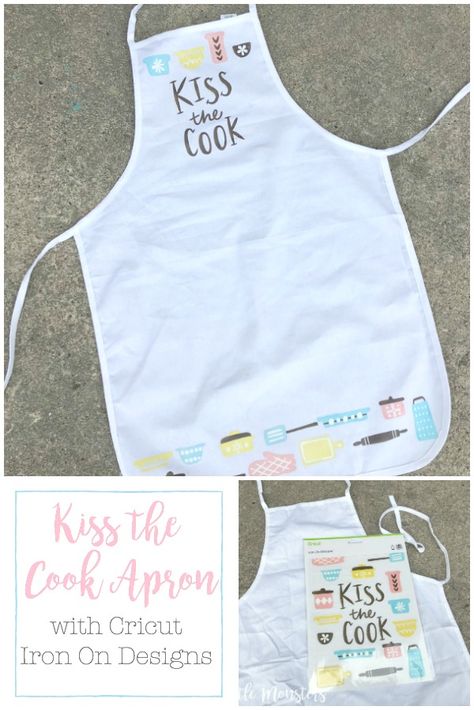 Kiss the Cook Apron with Cricut Iron On Design Kiss The Cook Apron, Iron On Designs, Kiss The Cook, Maker Project, Do It Yourself Crafts, Creative Craft, Cooking Apron, Cricut Maker, Creative Team