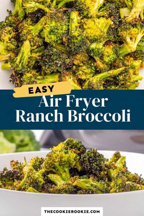 Air Fryer Roasted Broccoli, Air Fryer Frozen Broccoli, Quick Easy Side Dishes, Air Fryer Broccoli, Seasoned Broccoli, How To Cook Broccoli, Fried Broccoli, Optavia Recipes, Cooks Air Fryer