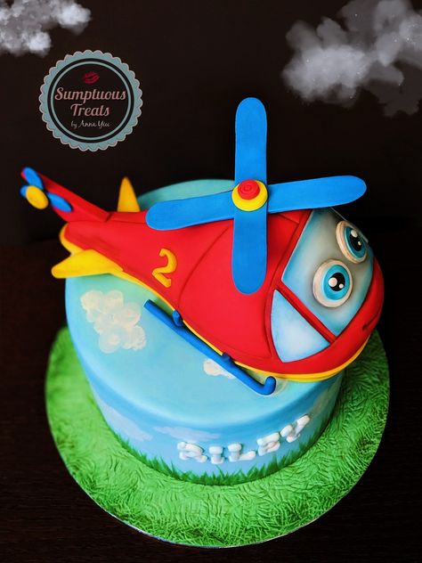 Helicopter Cakes For Boys, Helicopter Birthday Cake, Helicopter Cake, Helicopter Birthday, Cakes Fondant, Fourth Birthday, Fondant Toppers, Birthday Board, Cakes For Boys