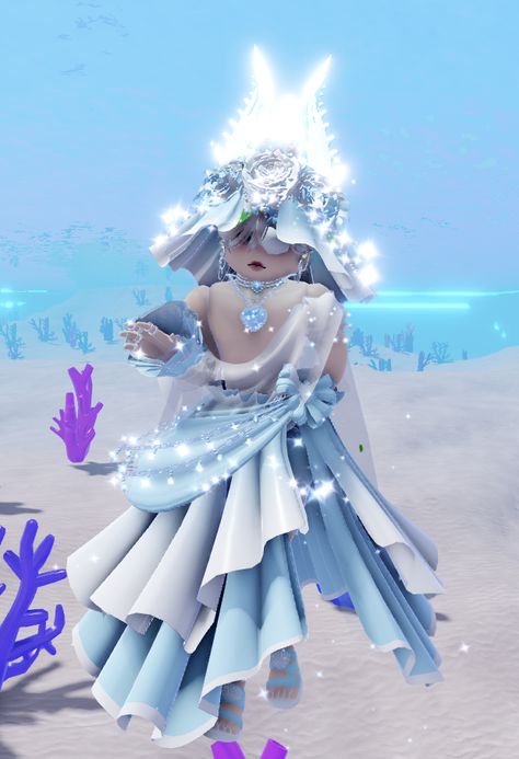 #blue #royalehigh #summer #mermaid #ocean #aesthetic #roblox #royalehighoutfits Royale High Outfits Mermaid, Royal High Mermaid Outfit, Royale High Ice Fairy Outfit, Ice Fairy Aesthetic, Rh Mermaid Outfit, Rh Summer Outfits, Royale High Mermaid Outfits, Mermaid Royale High, Ice Fairy Royale High