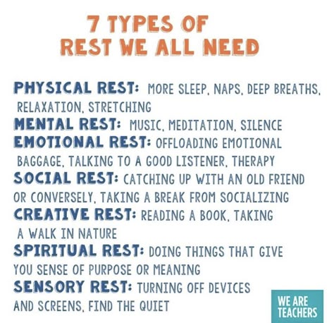 Types Of Rest, Rest Ideas, Health Retreat, We Are Teachers, Emotional Baggage, Mental Health Resources, Journal Writing Prompts, Good Listener, Mental And Emotional Health