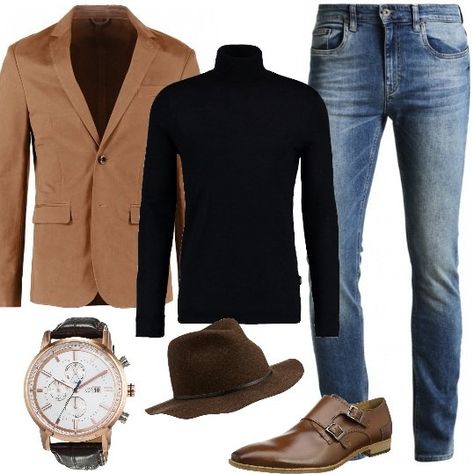 Jeans slim abbinati a maglione in lana nero con collo alto e a giacca sui toni del marrone. Completano il look scarpe in pelle con fibbia, cappello in lana e splendido orologio con cinturino in pelle Tommy Hilfiger. Per lufficio e il tempo libero, sarete sempre perfetti. Steampunk Men Clothing, Butch Fashion, Best Suits For Men, Mens Vest Fashion, Outfit Uomo, Men Fashion Casual Shirts, Swag Outfits Men, Men Style Tips, Men Fashion Casual Outfits