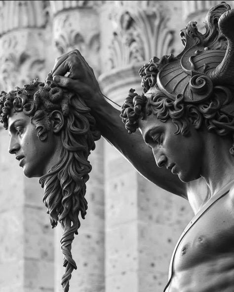 Perseus with the Head of Medusa, c. 1571, Benvenuto Cellini Perseus And Medusa, Head Of Medusa, Italian Sculpture, Etching Tattoo, Medusa Art, Beaded Work, Greek Statues, Turn To Stone, Greek Tattoos