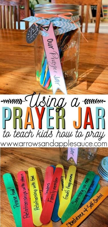 I love to use our prayer jar every morning to help my kids develope a healthy prayer life! See what's in our prayer jar and get some fun free printables, including a beautiful Lord's Prayer print. #teachingkidstopray #prayingwithkids #Christianparenting #learningtopray #kidsBibletime #Bibleactivitiesforkids #ChristianKids #prayerjar #Lordsprayer Prayer Jars For Women Diy, Lessons On Prayer For Kids, Prayer Ideas For Kids, Prayer Jar Ideas Diy, Lesson On Prayer For Kids, Prayer Activities For Youth, Gods Love Crafts For Kids, The Lords Prayer Craft Sunday School, Prayer Jar Ideas