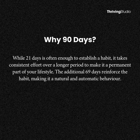 Ready to make meaningful changes that stick? Discover the 21/90 rule—a simple yet powerful approach to habit formation. Commit to a new habit for 21 days, and watch it become a natural part of your life by day 90. Whether you want to boost your health, enhance productivity, or achieve personal goals, this method provides a clear path to lasting success. #21DayChallenge #90DayTransformation #HabitFormation #LifeChange #PersonalGrowth #AchieveYourGoals Change Your Life In 90 Days, 21 Days To Make A Habit, It Takes 21 Days To Make A Habit Quote, Habit Change Quote, 90 Day Transformation, Change Of Habit, If It Doesn’t Challenge You It Won’t Change You, Habit Formation, 21 Day Challenge