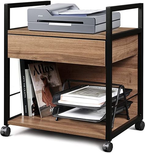 Stationery Drawer, Modern File Cabinet, Printer Storage, Printer Cart, Office Rustic, Ikea Inspiration, Studio Build, Mobile Printer, Printer Stand