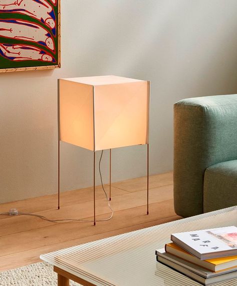 Paper Cube Floor Lamp - HAY Japandi Table Lamp, Paper Cube, Lamp Inspiration, Cube Lamps, Hay Design, White Floor Lamp, Contemporary Table Lamps, Products Design, Floor Lamp Design