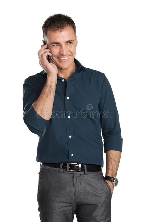 Smiling Man Talking On Cell Phone. Mature Man Talking On Cell Phone Isolated On , #AD, #Talking, #Cell, #Smiling, #Man, #Phone #ad Phone Pose Reference Drawing, Talking On Phone Reference, On Phone Reference, On Phone Pose Reference, Talking Reference, Person On Phone, Holding Phone Reference, Man On Phone, Gesture Practice