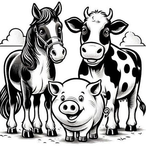 Adorable farm animal printables ideal for engaging children in home learning activities. Farm Animal Printables, Farm Animal Stickers, Cartoon Farm Animals, Farm Animals Art, Watercolor Farm Animals, Farm Animals Svg, Home Learning Activities, Farm Animal Clipart, Farm Animal Decor