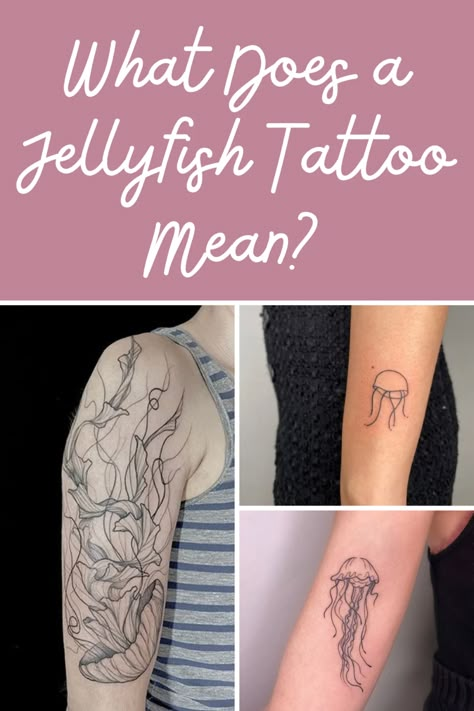 Jellyfish Shoulder Tattoos For Women, Simplistic Jellyfish Tattoo, Women Back Of Calf Tattoo, Jelly Fish Tattoo Meaning, Feminine Jellyfish Tattoo, Meaning Of Jellyfish Tattoo, Jellyfish Tattoo On Shoulder, Jellyfish Tattoo Arm Sleeve, Jelly Fish Shoulder Tattoo