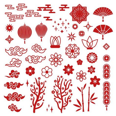 Chinese New Year Design 2023, Chinese Illustration Art, Chinese Design Pattern, Chinese Fan Design, Chinese Patterns Traditional, Chinese Culture Design, Chinese Flower Pattern, Asian Clouds, Chinese Pattern Design