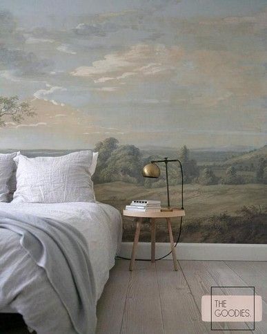 Rural Painting, Painting Wall Mural, Scenic Painting, Regular Wallpaper, Landscape Vintage, Scene Wallpaper, Wallpaper Landscape, Bedroom Murals, Accent Wall Bedroom