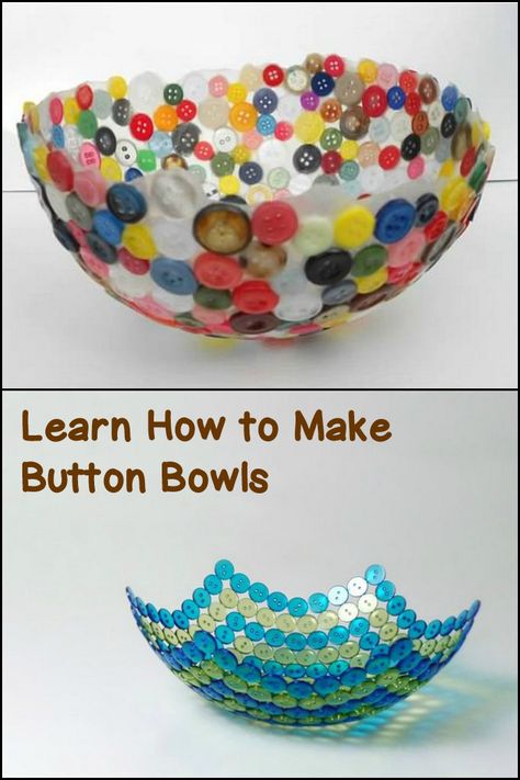 Got a lot of old buttons laying around your home? Why not make this fantastic button bowl! Button Crafts For Kids, Button Bowl, Button Art Projects, Buttons Crafts Diy, Button Creations, Easter Favors, Crafts For Seniors, Easter Decorations Dollar Store, Easter Decorations Kids