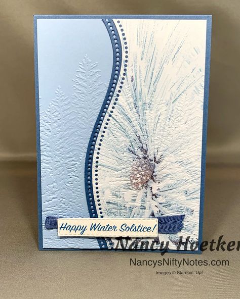 Mr And Mrs Cards Handmade, Stampin Up Evergreen Forest, Stampin Up Evergreen, Winter Cards Handmade, Handcrafted Christmas Cards, Merry Monday, Happy Winter Solstice, Darkest Days, Stamped Christmas Cards