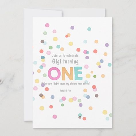 Create your own Invitation | Zazzle Watercolor First Birthday, Pink First Birthday, Art Party Invitations, Confetti Invitation, Confetti Birthday Party, Rainbow Confetti, Confetti Birthday, Watercolor Rainbow, Gold Invitations