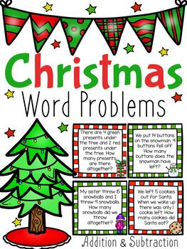 Addition And Subtraction Word Problems, December Lessons, Addition Words, Addition Word Problems, December Crafts, Subtraction Word Problems, Word Problem, Christmas Math, Math Notebooks