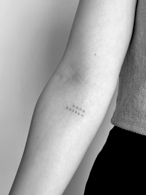 Fine Line Tattoos Forearm, Fineline Font Tattoo, Tiny Tattoo Arm Sleeve, Fineline Tattoo Minimalist Word, Fineline Writing Tattoo, Fine Line Word Tattoo Placement, Fineline Tattoo Ideas Women Arm, Fine Line Word Tattoo Arm, Minimal Word Tattoo