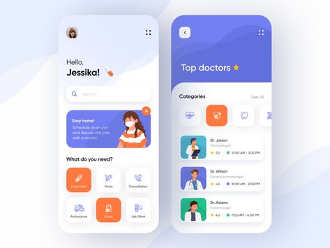 Medical Mobile App by Anastasia on Dribbble Desain Ux, Health App Design, Ux Design Mobile, Ui Design Mobile, Ui Ux 디자인, App Design Layout, Medical App, Mobile Banner, 포트폴리오 레이아웃