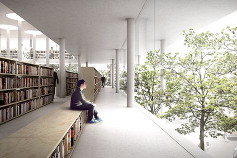 JAJA Architects Among Winners at Daegu Gosan Public Library Competition Backyard Canopy, Passive Design, Library Architecture, Garden Canopy, Space Frame, Canopy Design, Architecture Rendering, Library Design, Canopy Bed