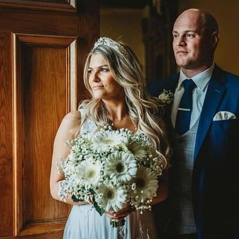 John Paul Florist on Instagram: “Kerry & Conall got married in the Guildhall last week. Kerry chose a white Gerbera Bridal bouquet which was broken up with Gyp and Daisy's…” Gerber Daisy Bouquet Wedding, Gerbera Bridal Bouquet, Gerber Daisy Bouquet, Daisy Bouquet Wedding, Gerbera Daisy Bouquet, White Gerbera, Daisy Wedding Flowers, Daisy Wedding, Daisy Bouquet