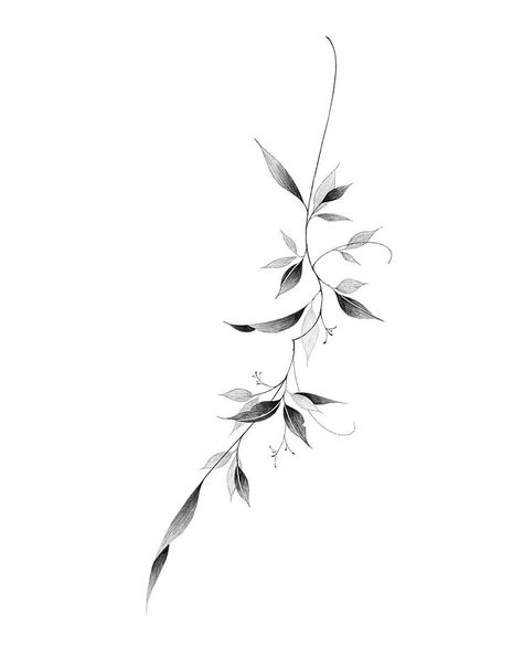 Spine Leaf Tattoos For Women, Japanese Branch Tattoo, Fine Line Branch Tattoo, Front Chest Tattoo Female, Greenery Tattoos, Flower Branch Tattoo, Linear Tattoo, Minimal Tattoo Designs, Wrap Around Tattoo