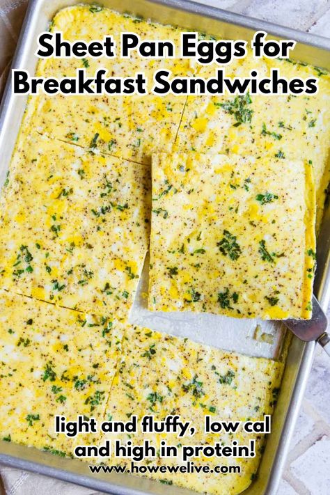 Healthy Sheet Pan Eggs, Bake Eggs For Breakfast Sandwiches, Egg White Recipes High Protein, Lunch With Eggs Ideas, Egg Bun Breakfast Sandwich, Egg Bake For Sandwiches, Baked Egg Sandwich, Sheet Pan Egg Whites For Breakfast Sandwiches, Breakfast Sandwich Eggs In Oven