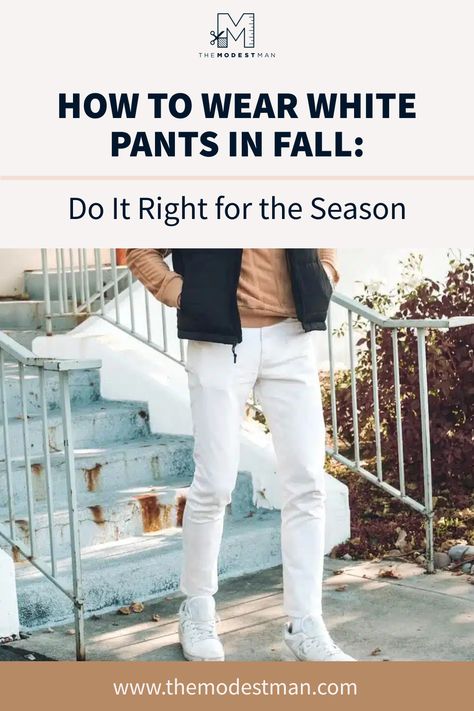 Wondering how to style white pants this fall? Check out these simple tips to make them work effortlessly in cooler weather. Want more men’s style advice? Click to learn more! White Denim Outfit Men, White Pants In Fall, White Pants Outfit Fall, Mens White Pants, Linen Pants Outfit Men, Style White Pants, White Linen Pants Outfit, White Denim Outfit, Denim Pants Outfit