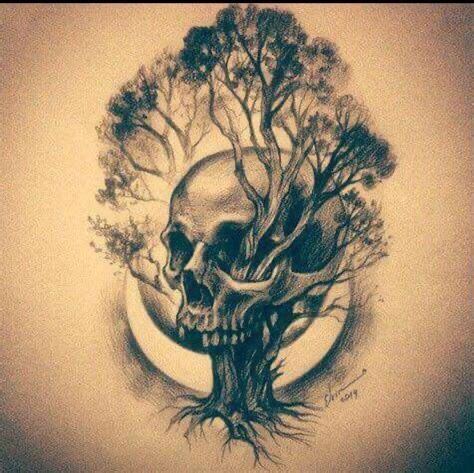 Tattoo Zeichnungen, Tree Tattoo Designs, Skulls Drawing, Tree Of Life Tattoo, Skull Tattoo Design, Skull Artwork, Have Inspiration, Tattoo Designs And Meanings, Tattoo Life