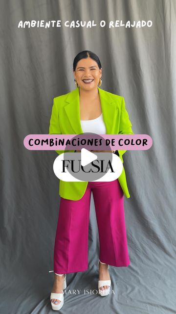 Fucsia Outfit Combination, Fucsia Pants Outfit, Fucsia Outfit, Color Fucsia, Color Blocking Outfits, Color Magenta, Outfit Mujer, Outfit Combinations, Style Tips