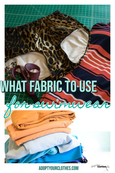 It's important to choose the right type of fabric for your swimwear sewing project so the swimsuit can hold up to all the crazy things we expect of it - extreme sun, sand, salt, chlorine, repeated stretching.... In this post I lay out for you what types of fabrics can be used to make a sturdy and beautiful swimsuit.    #AYC #sewing #sewingswimwear #learntosew #fabric #sewingtechniques Diy Bathing Suit, Swimwear Sewing, Diy Swimwear, Swimwear Sewing Patterns, Swimsuit Pattern Sewing, Sewing Swimwear, Mama Shark, Handmade Swimsuit, Simple Swimsuit