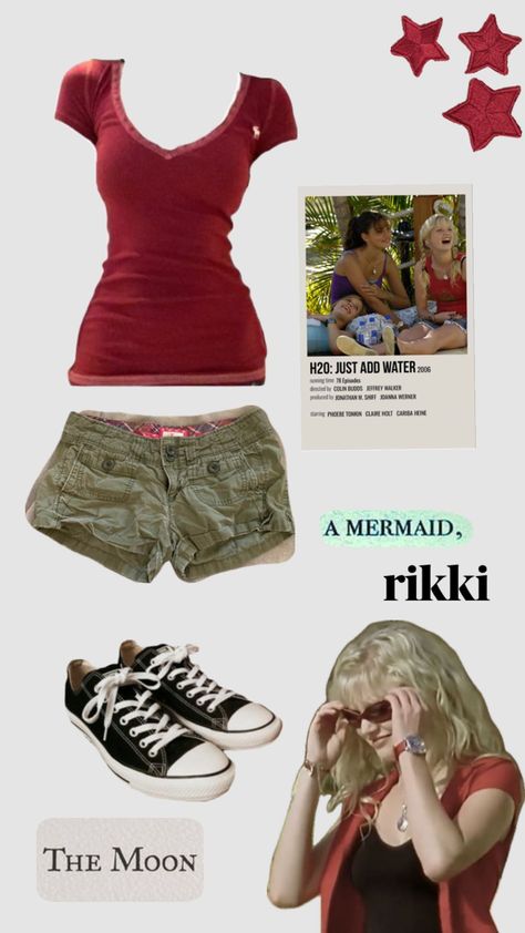 rikki chadwick #h2o #h2ojustaddwater #rikki #rikkichadwick #h2orikki #2000s Ricky H2o Aesthetic, Will H2o Just Add Water, Rikki H20 Aesthetic, H2o Just Add Water Halloween Costumes, H2o Just Add Water Outfits Rikki, H2o Outfits Rikki, H2o Aesthetic Clothes, Rikki H2o Aesthetic Outfits, H2o Just Add Water Fashion