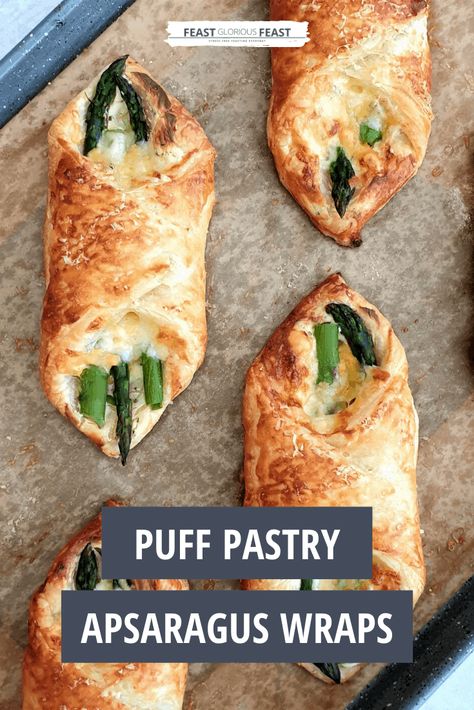 Asparagus Cream Cheese Rolls, Bacon Wrapped Asparagus Puff Pastry, Mabon Feast, Puff Pastry Asparagus, Vegetarian Pastries, Asparagus Puff Pastry, Dinner Veggies, Asparagus Appetizer, Cheesy Asparagus