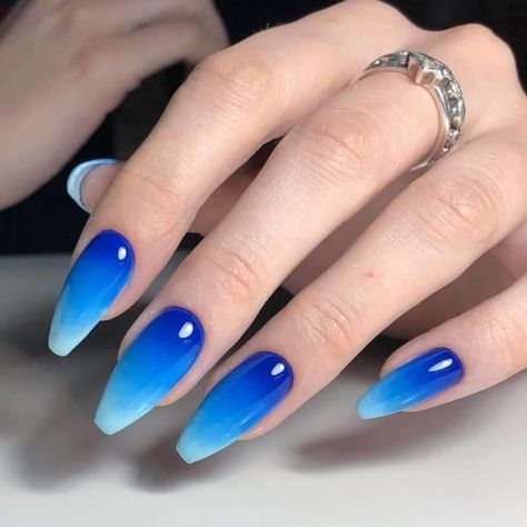 Royal Blue Nails Designs, Blue Manicure, Ocean Nail, Ocean Nails, Blue Ombre Nails, Nail Pics, Blue Nail Art Designs, Royal Blue Nails, Unghie Sfumate