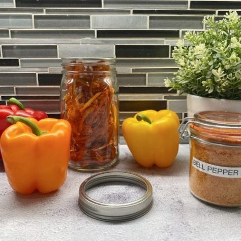 How To Dehydrate Bell Peppers + Make Powder/Paprika - Food Storage Moms Paprika Powder Recipe, Drying Peppers In Dehydrator, How To Make Paprika Powder, Dehydrated Vegetable Powder, Making Paprika Powder, Dry Desert, Pepper Powder, Food Saver, Types Of Food