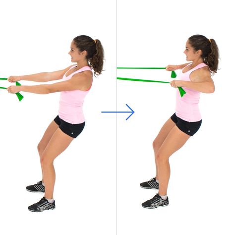 Standing High Row With Flat Resistance Bands Standing Row, Shoulder Stand, Hammer Curls, Upper Arms, Stretch Bands, Resistance Bands, Resistance Band, Workout Food, The Row