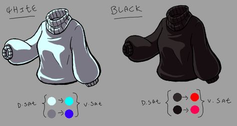 How to color black and white clothes in a more cartoony fashion Shading Clothes Drawing, How To Draw Rips In Clothing, How To Color Black Clothes Digitally, Black Shading Drawing, Shading Black Clothes Drawing, How To Shade Black Clothes Drawing, How To Shade White Clothes Drawing, Drawing Turtlenecks, Sweater Shading Drawing