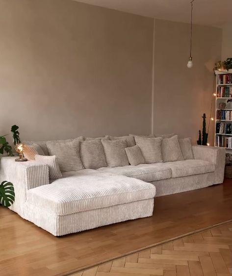 Lindyn Ivory Couch, Short Sectional Couch, Deep Seat Sectional, Fluff Daddy Couch, Big Sofa Living Room, Couch Aesthetic, Deep Sectional Sofa, Corduroy Couch, Deep Sofa