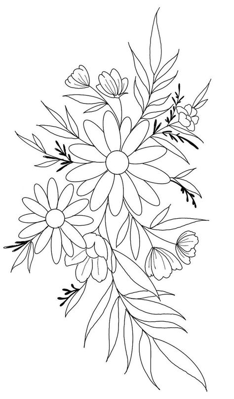 Dibujos Halloween, Flower Line Drawings, Flower Drawing Design, Flower Art Drawing, Diy Embroidery Patterns, Floral Drawing, Pola Sulam, Hand Embroidery Projects, Embroidery Flowers Pattern