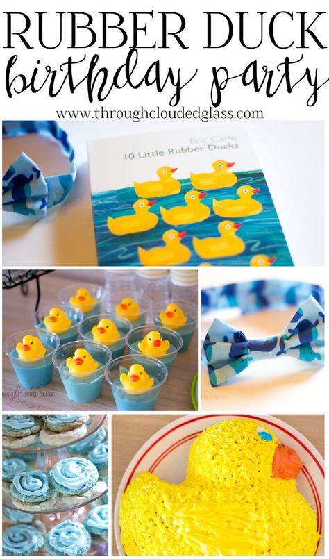 Duck Themed Food Ideas, Rubber Ducky Birthday Party, Ducky Birthday Party, Rubber Duck Birthday Party, Duck Birthday Theme, Duck Birthday Party, Ducky Party, Rubber Ducky Cake, Rubber Ducky Party