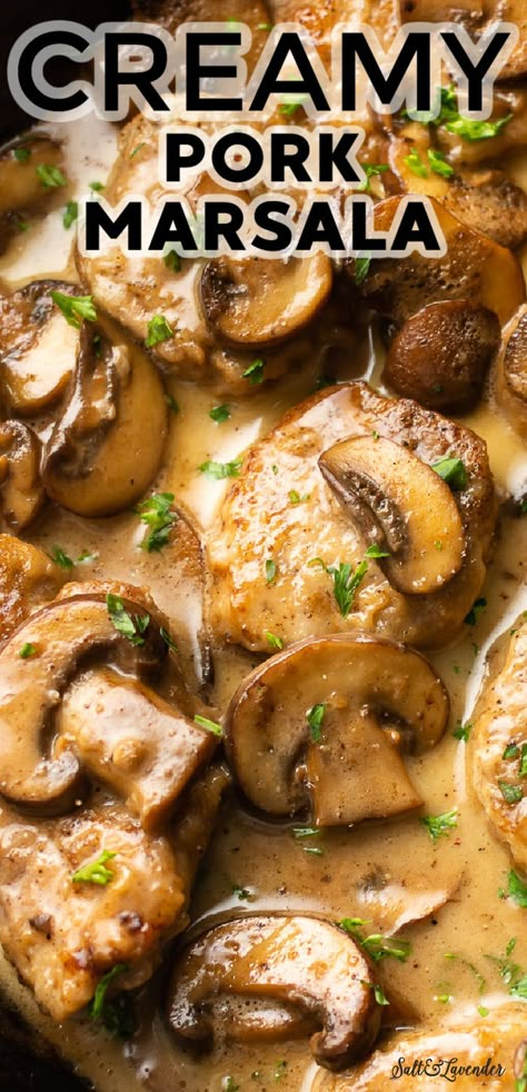 Mushroom Marsala Sauce, Tenderloin Recipes Crockpot, Pork Medallion Recipes, Pork Marsala, Mushroom Marsala, Pork Tenderloin Medallions, Chicken Lombardy Recipes, Wine Chicken, Juicy Pork Tenderloin